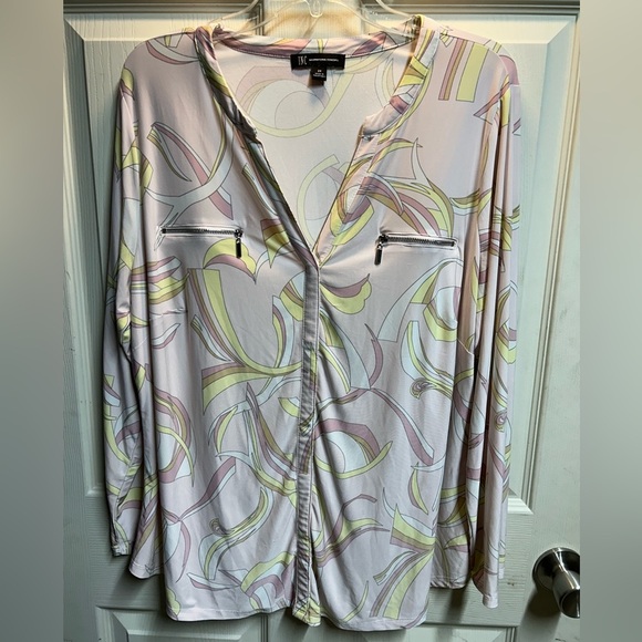 International Concepts 2X women’s blouse | pink with pale yellow - Picture 1 of 2